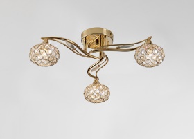 Leimo French Gold Crystal Ceiling Lights Diyas Flush Crystal Fittings